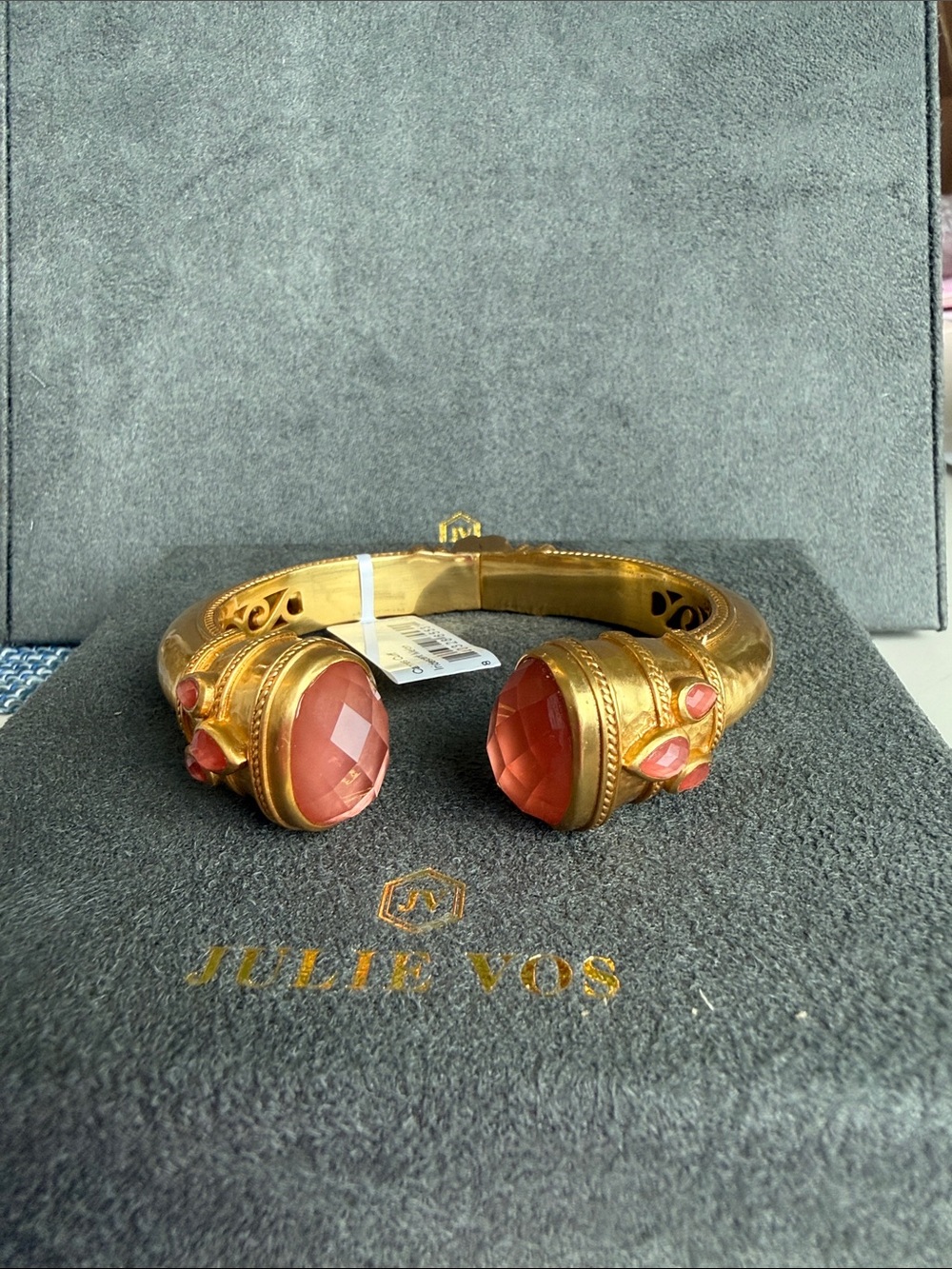 Julie Vos Gold-Tone Cuff with Peach-Pink Faceted Stones - Picture 2 of 4